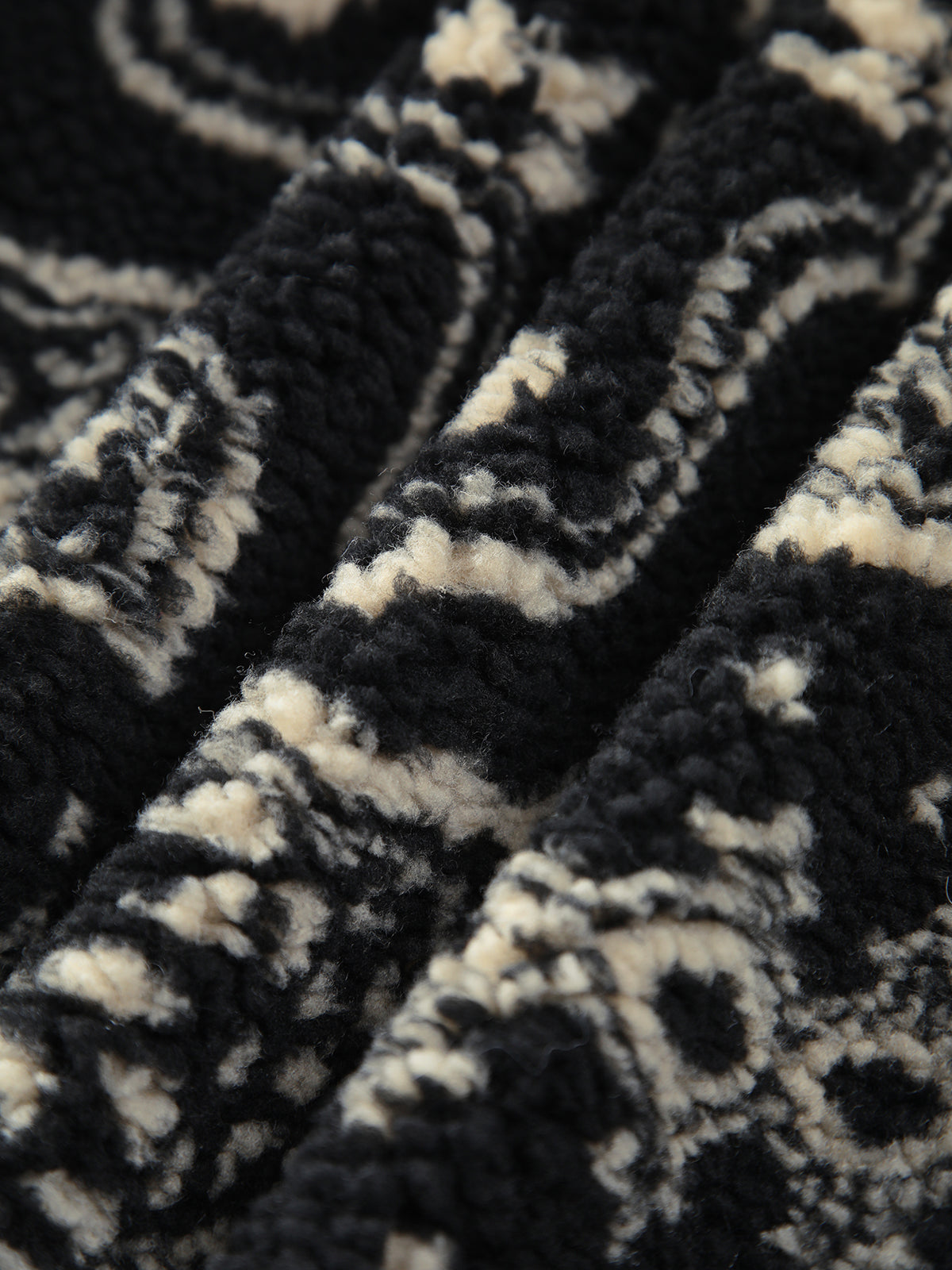Paisley Print Button Sherpa Jacket