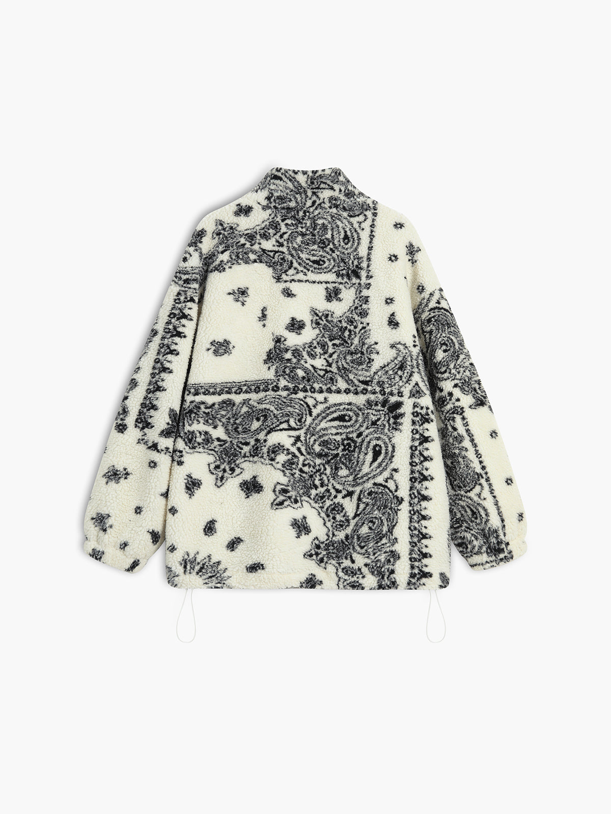Paisley Zippered Stand Collar Sherpa Jacket