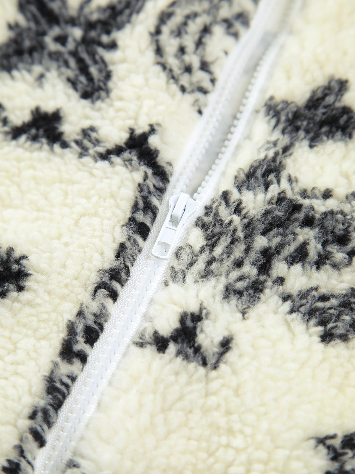 Paisley Zippered Stand Collar Sherpa Jacket