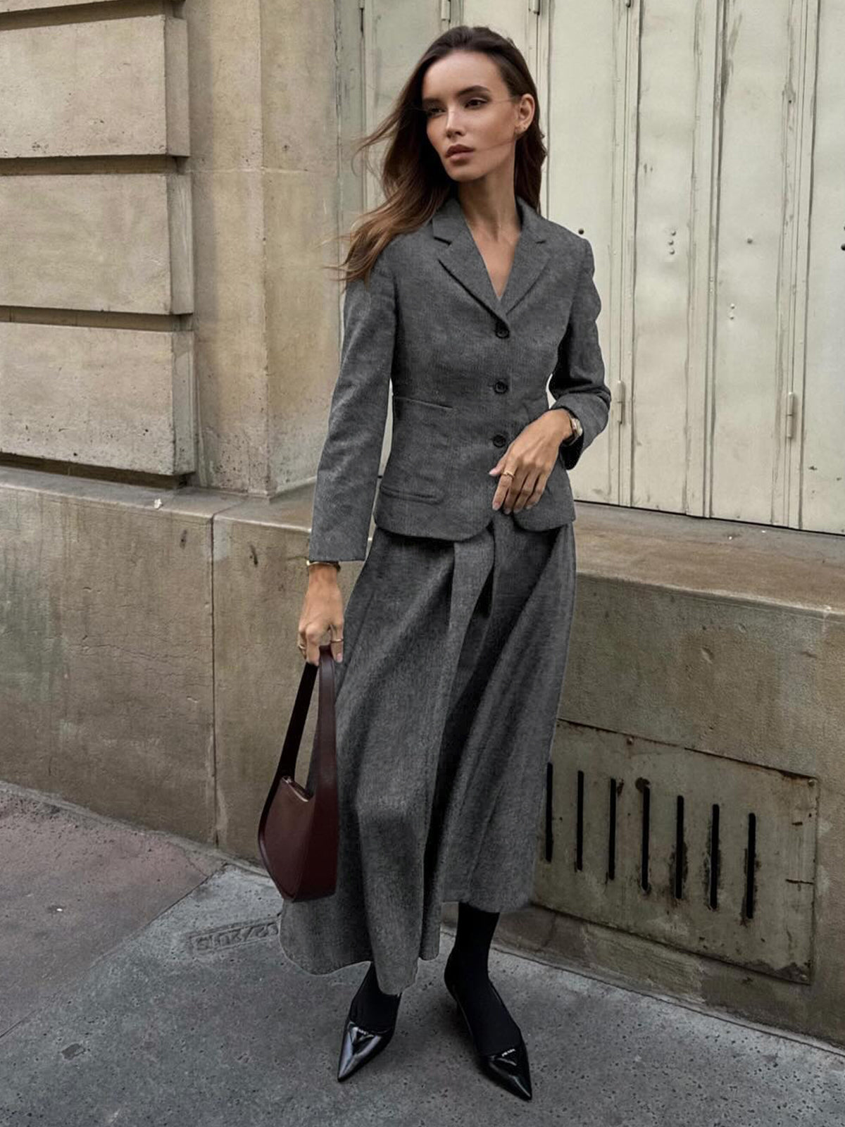 Elegant Solid Button Down Blazer