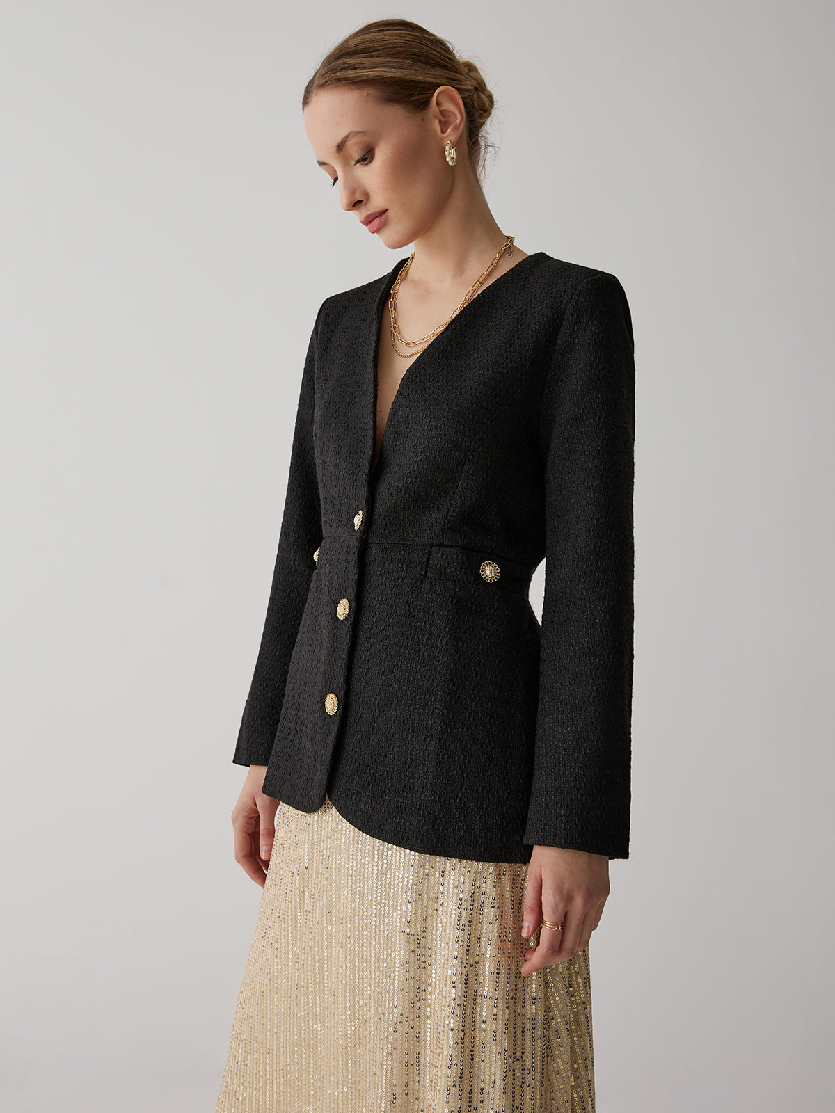 Vintage Black Tweed Blazer