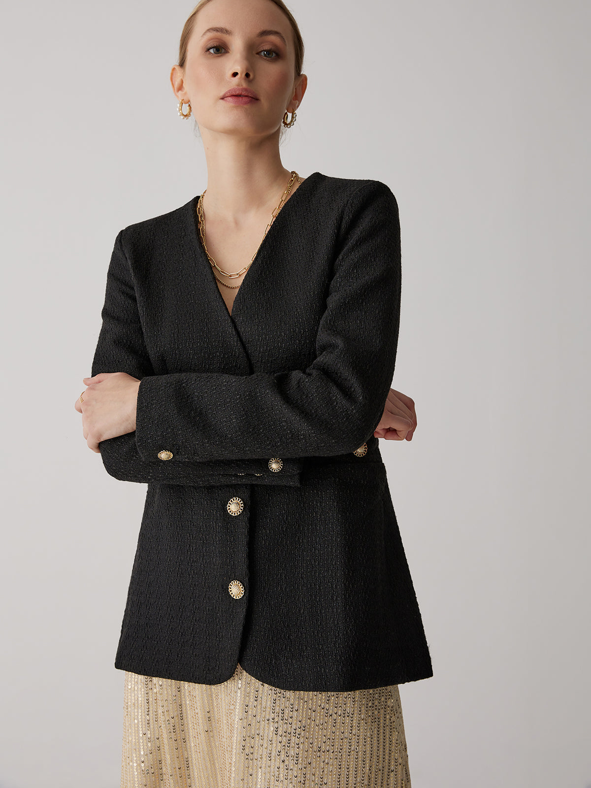Vintage Black Tweed Blazer