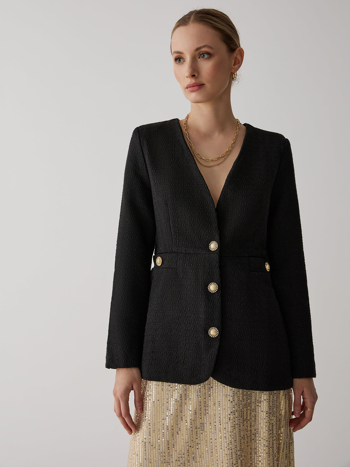 Vintage Black Tweed Blazer