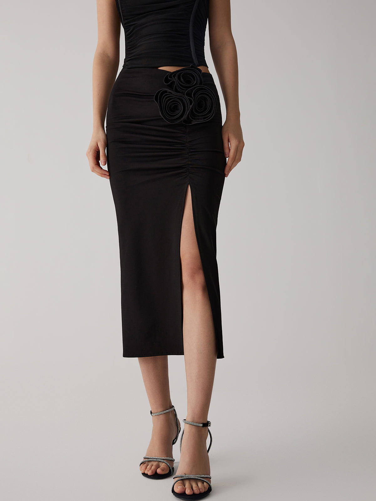 Floral Split Midi Skirt