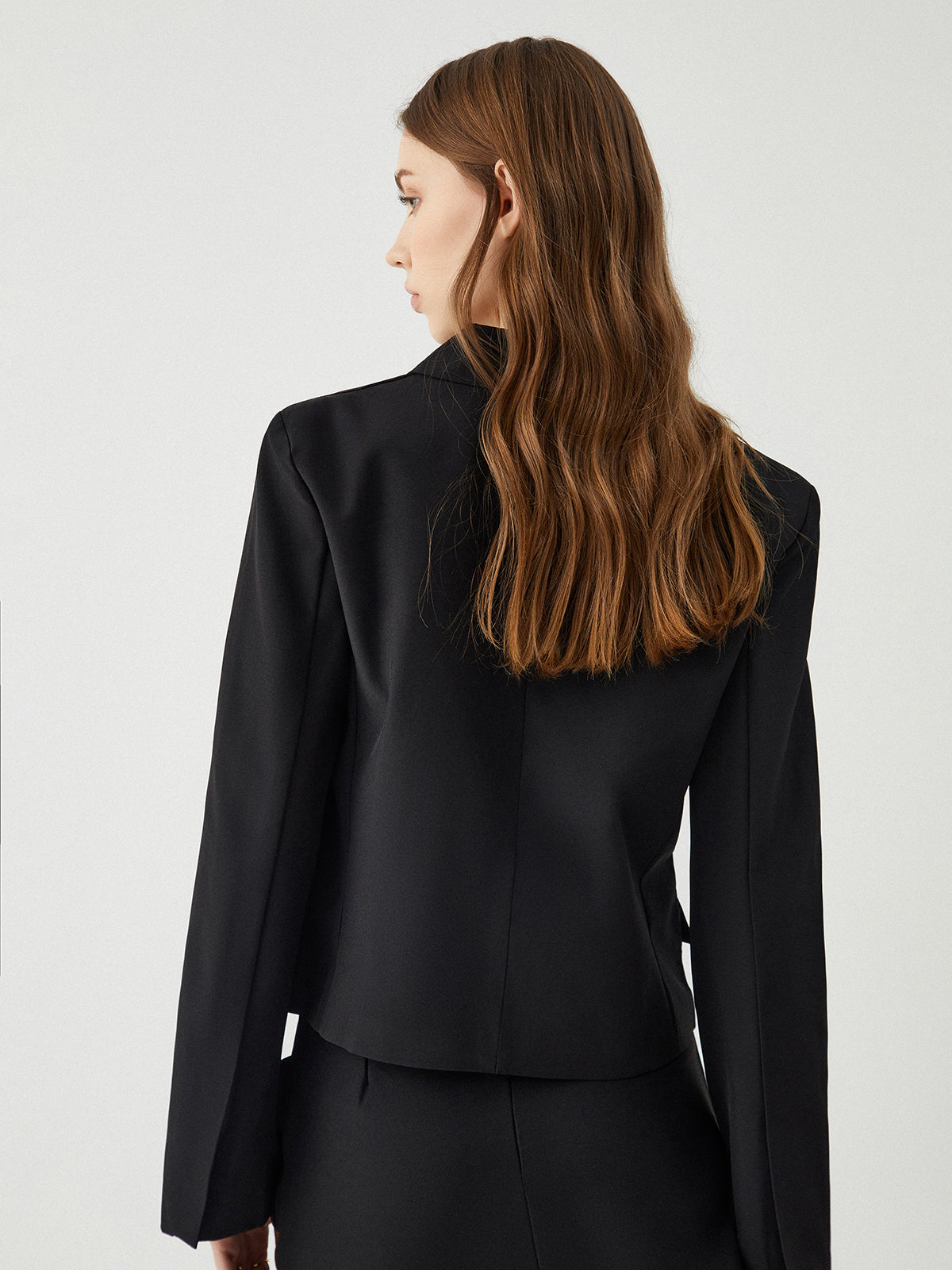 Asymmetrical Single Breasted Black Short Blazer