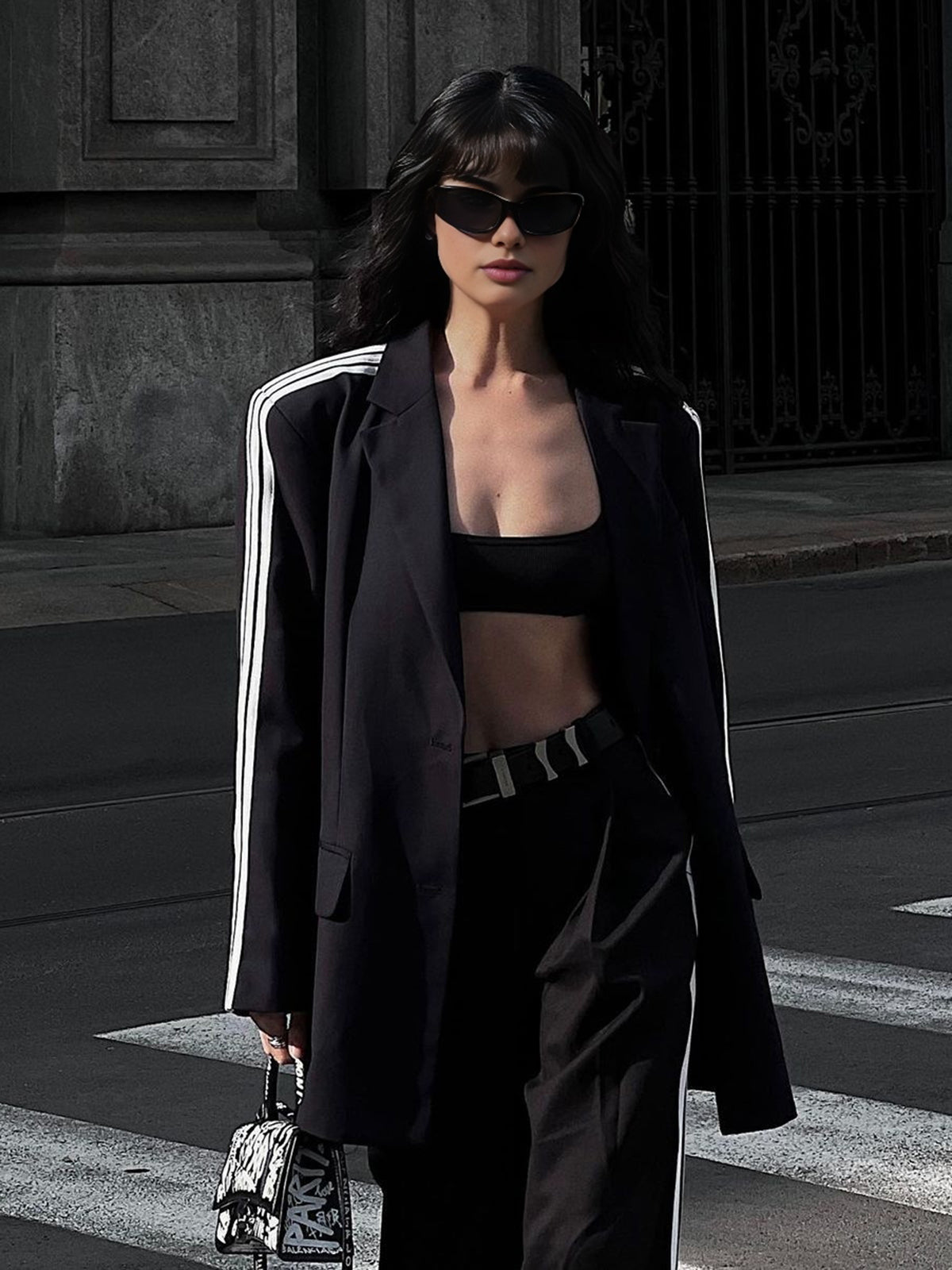 Side Striped Long Sleeve Blazer