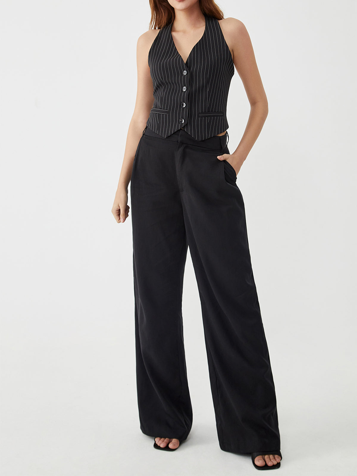 Pinstripe Halter Vest