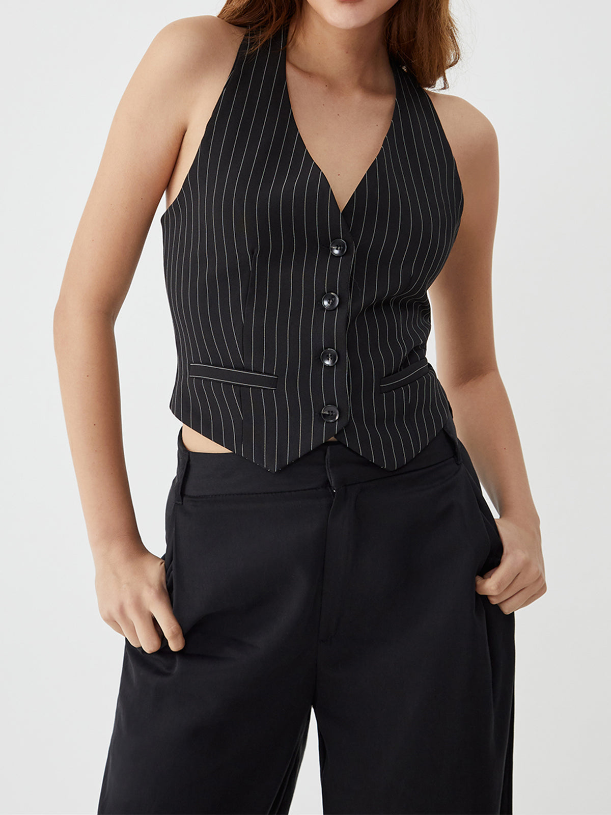 Pinstripe Halter Vest