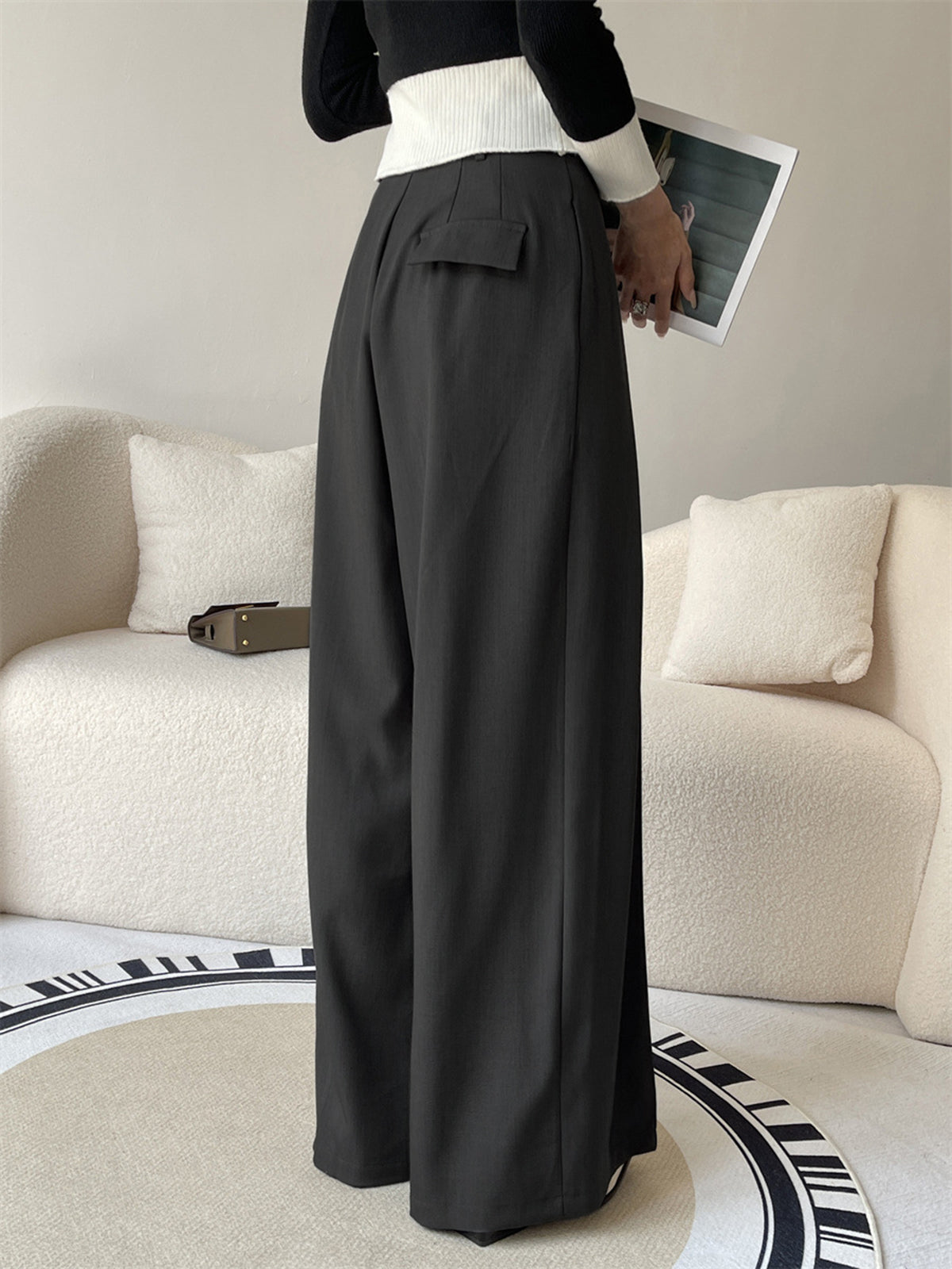 Pleated Wide Leg Suit Pants