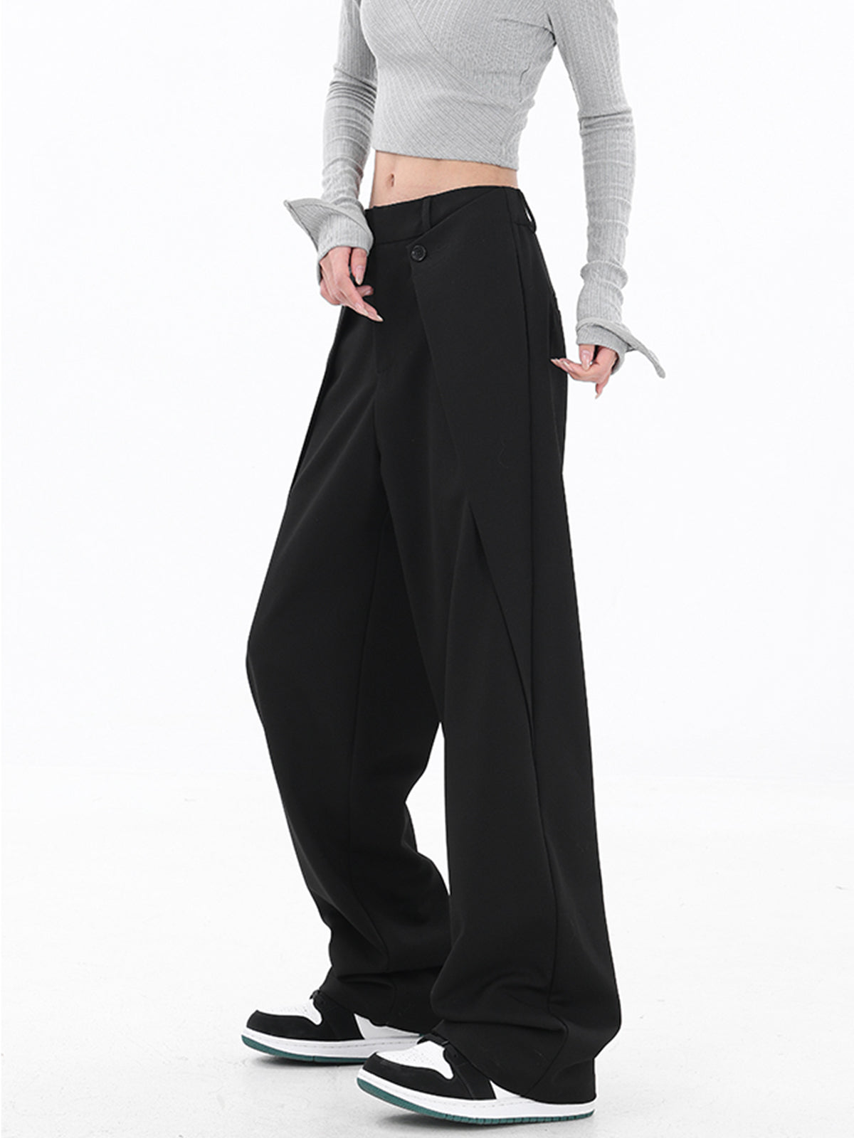 Solid Wide Leg Pants