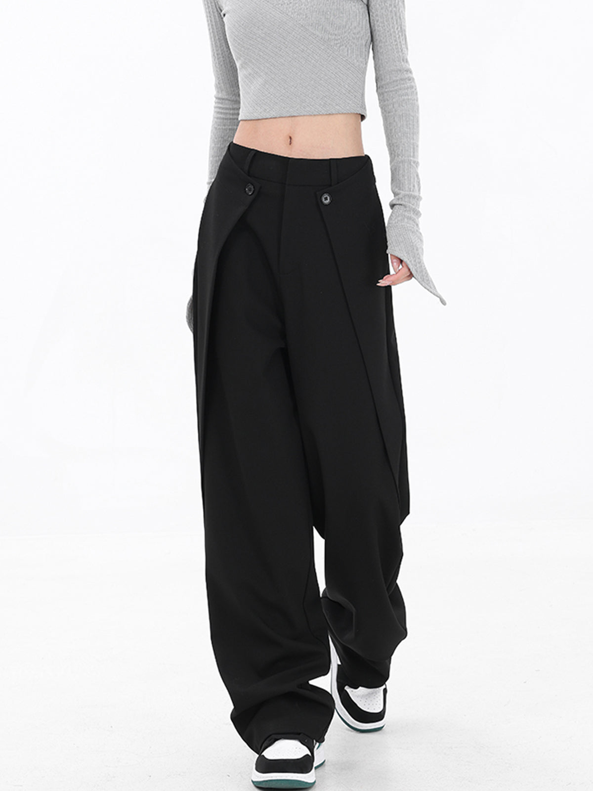 Solid Wide Leg Pants