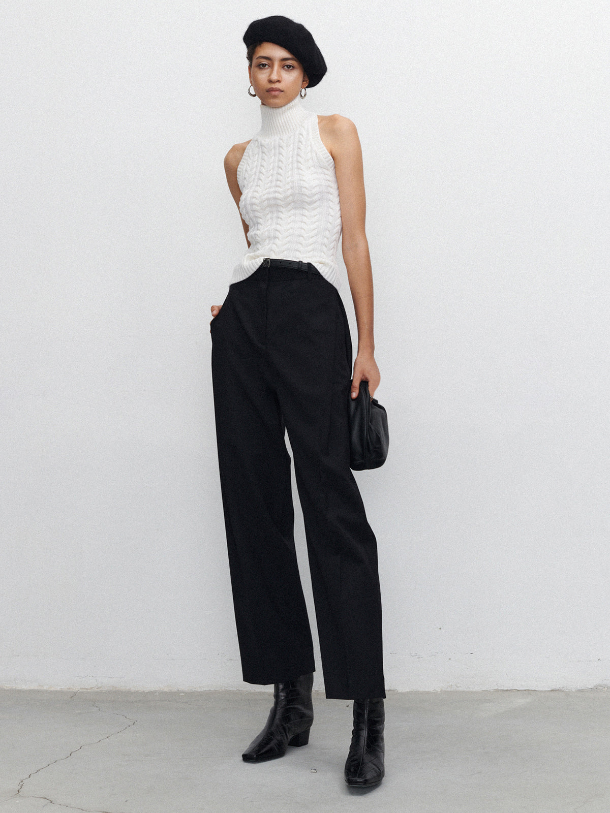 Pocket Straight Leg Pants Without Belt