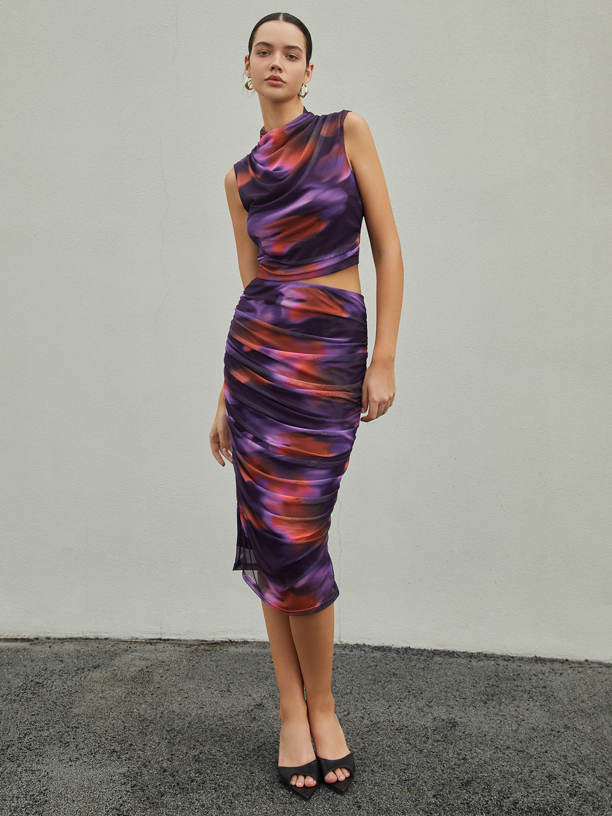 Sunset Color Board Midi Skirt Set