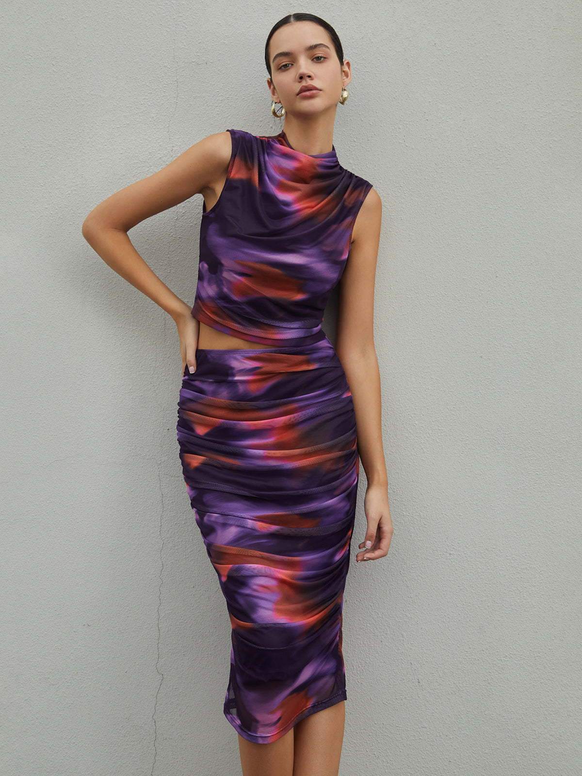 Sunset Color Board Midi Skirt Set