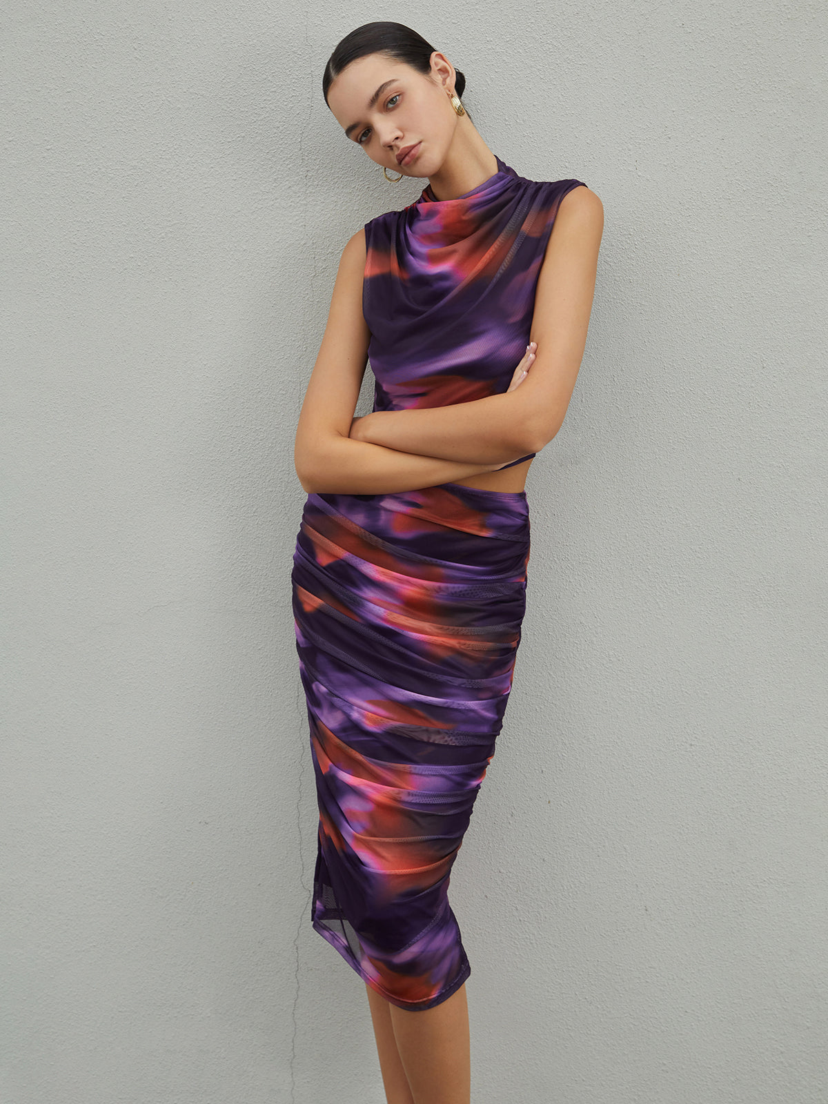 Sunset Color Board Midi Skirt Set