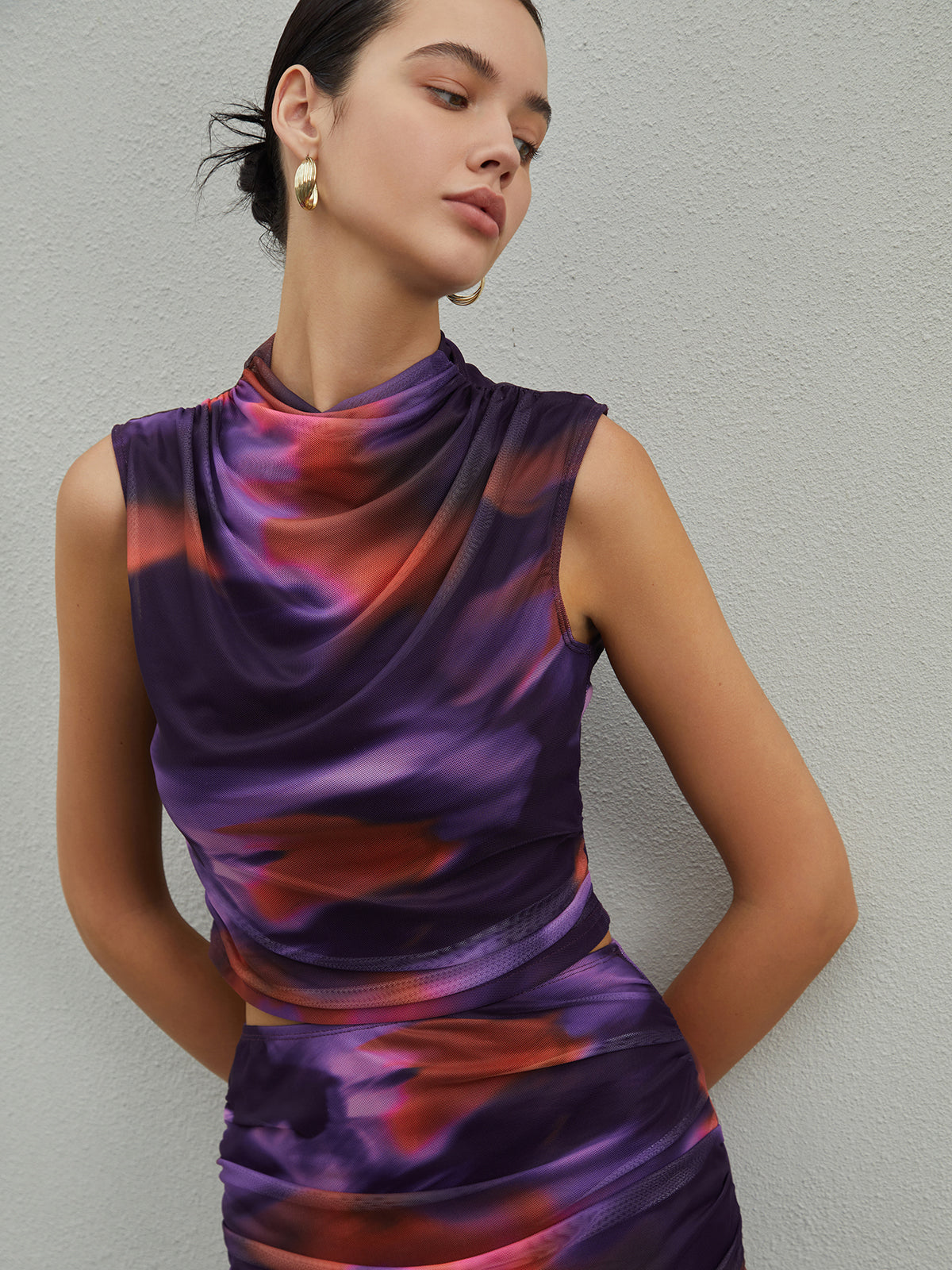 Sunset Color Board Midi Skirt Set