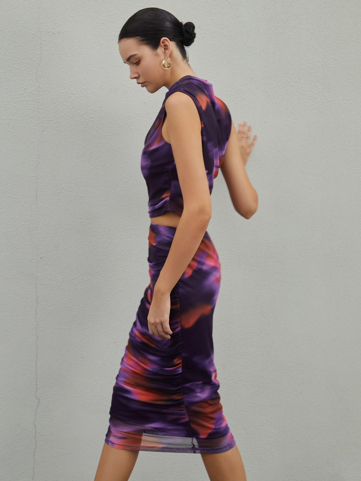 Sunset Color Board Midi Skirt Set