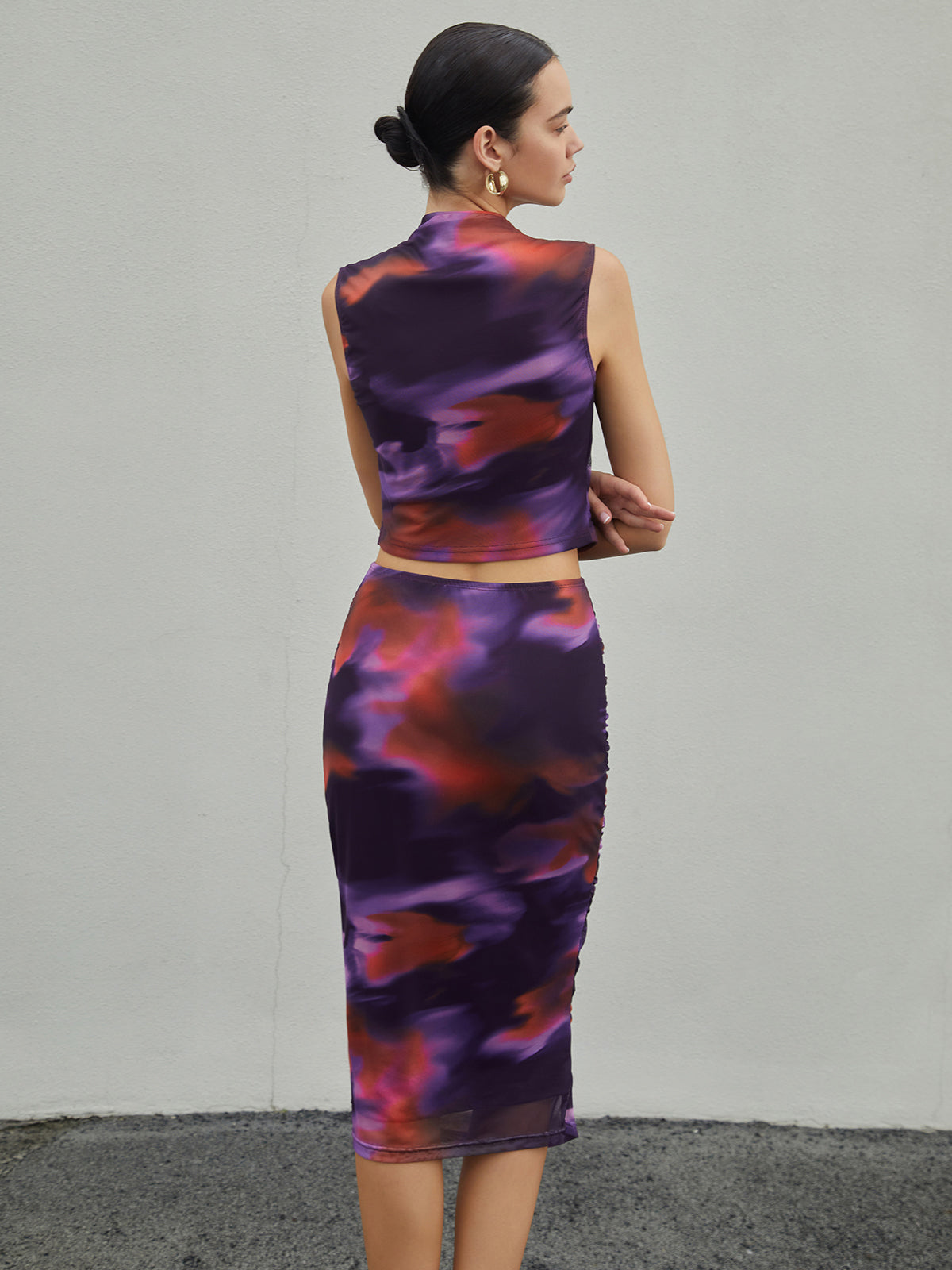 Sunset Color Board Midi Skirt Set