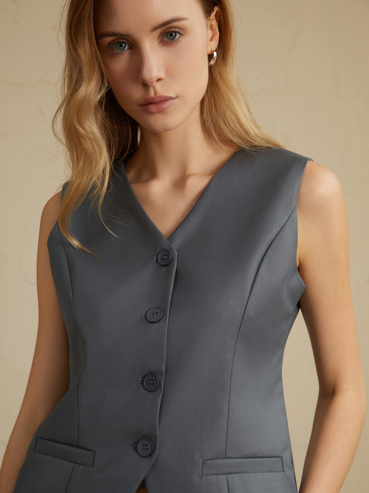 Solid Waistcoat With Shorts Set