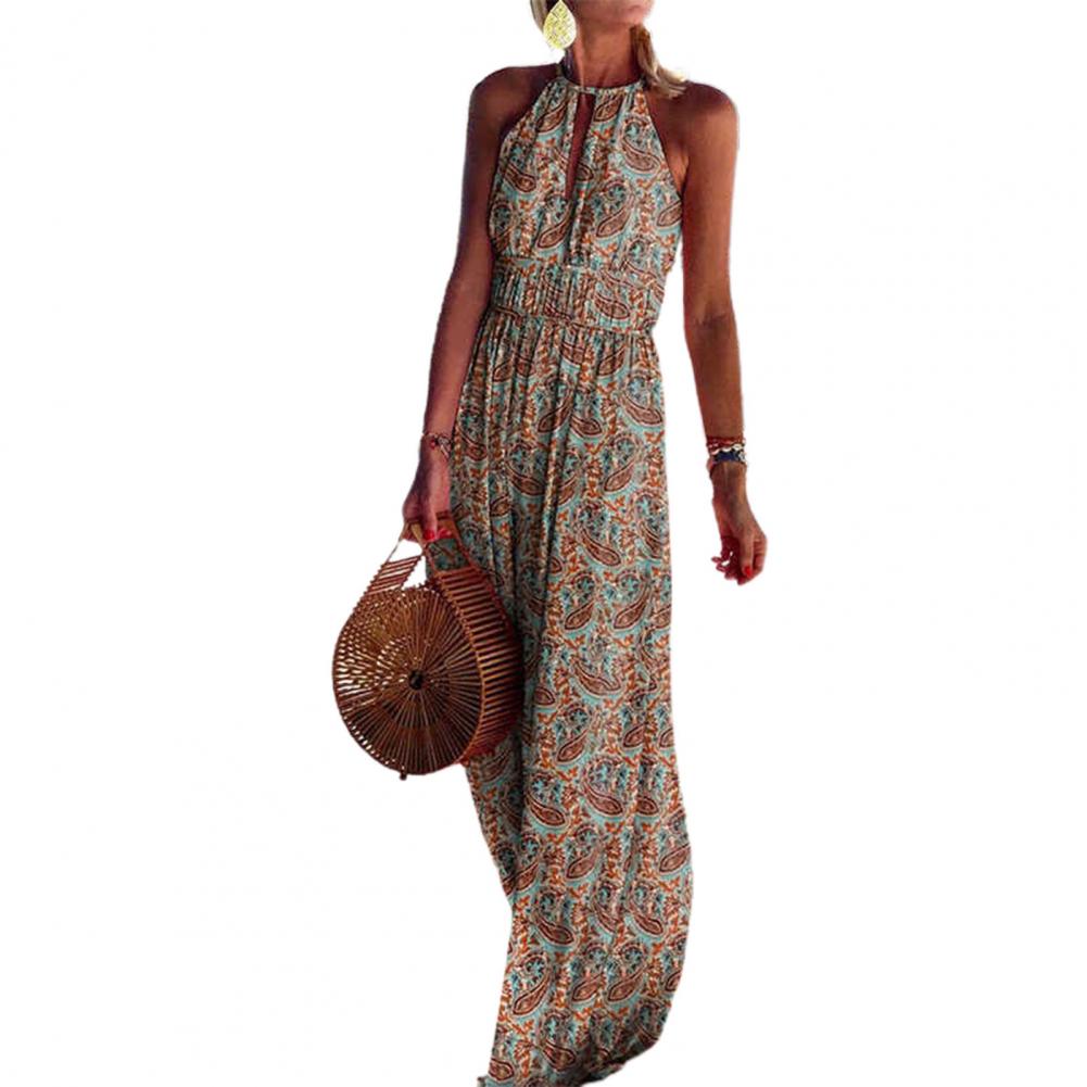Summer Boho Floral Print Long Party Dress