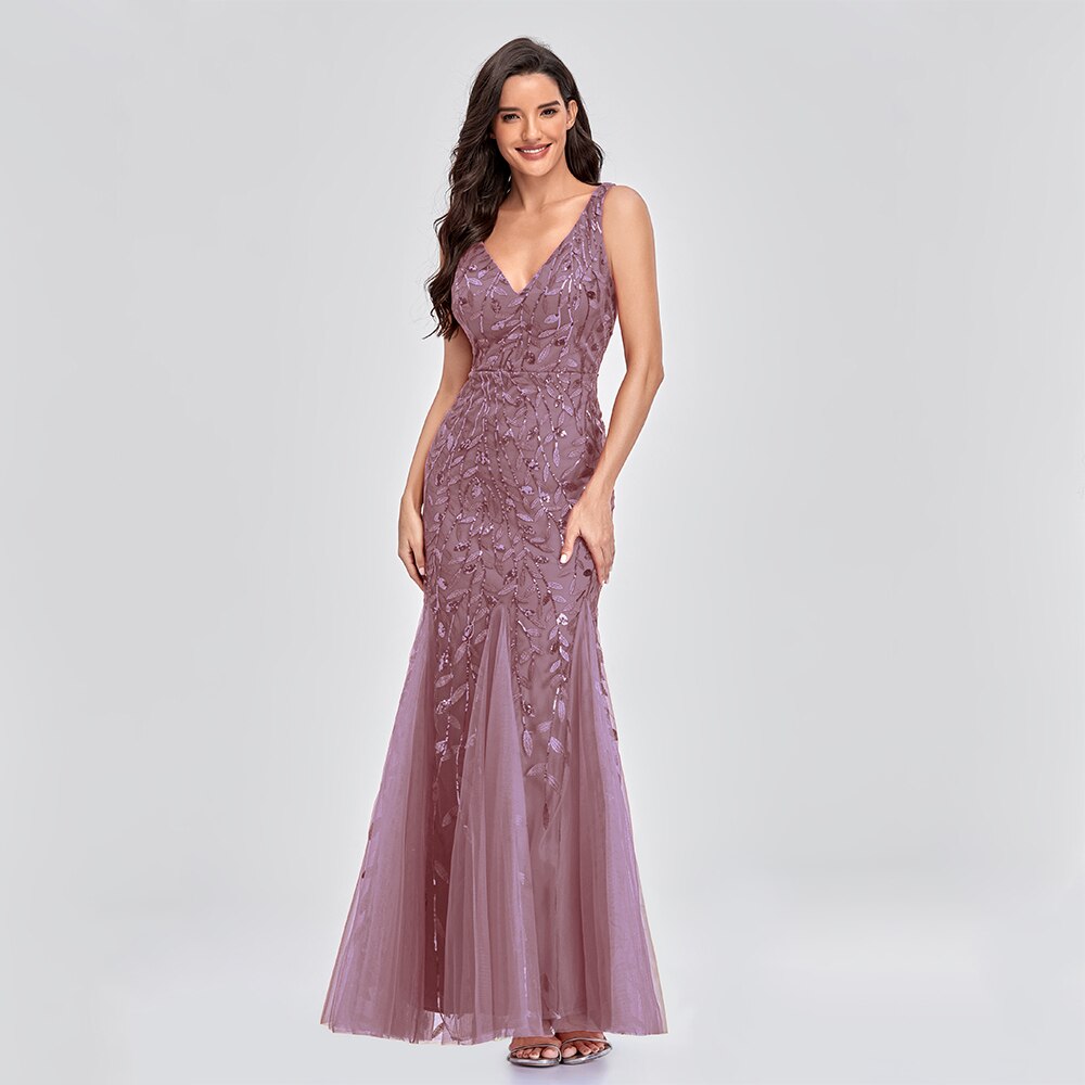 Sleeveless V-neck Tulle Sequins Cocktail Dress