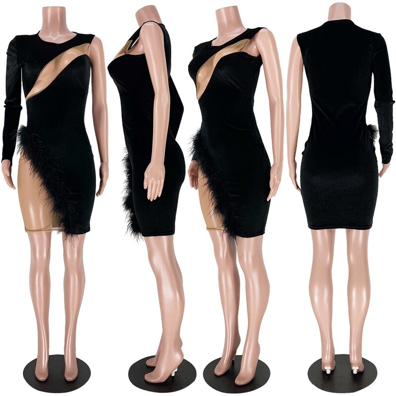 Velvet Christmas Dress Women Sexy Club Dress