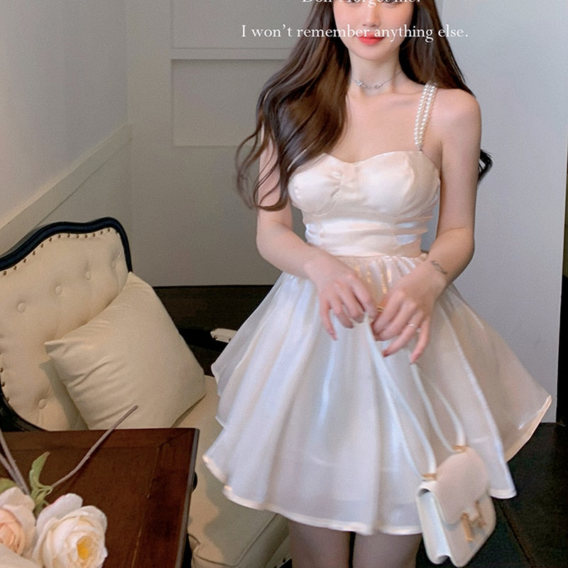 Korean High Waist Strapless Elegant Dress