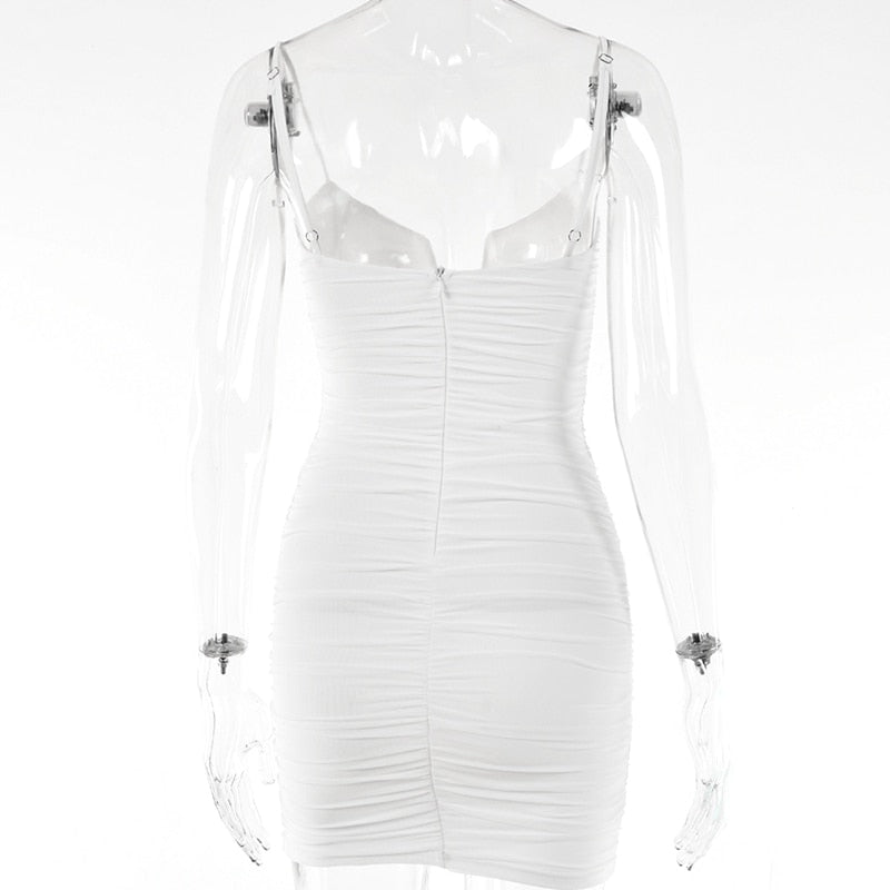 Spring Sexy Slim Elegant Clubwear Solid Sleeveless Backless Sheath Dress