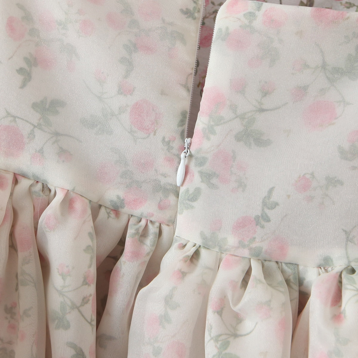Summer Women Both-Sides Wear Floral Print Chiffon Organza Dress