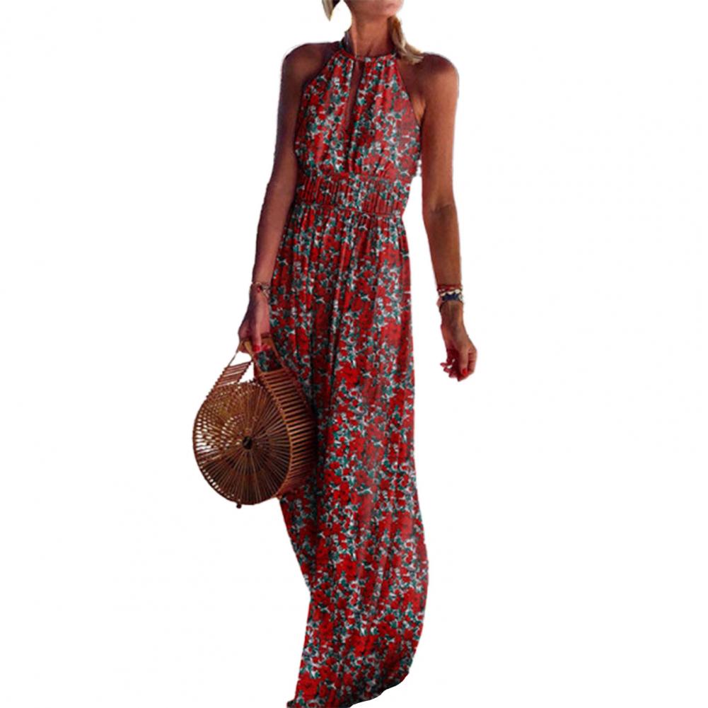 Summer Boho Floral Print Long Party Dress