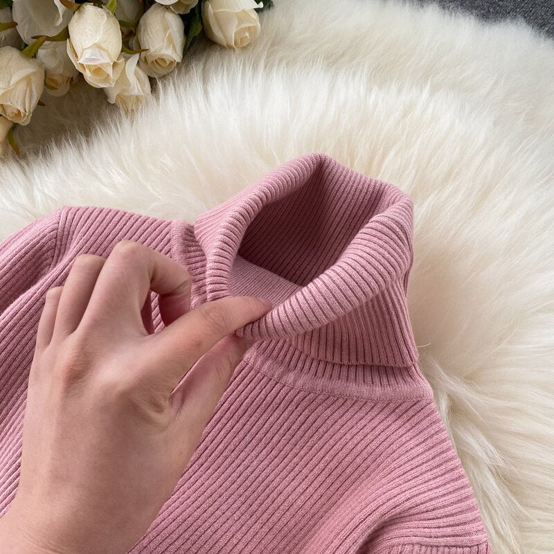 Korean Fashion Casual Solid Women Midi Bodycon Dress