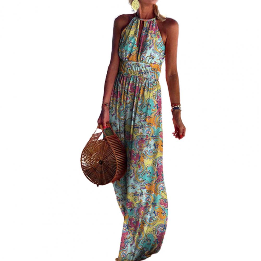 Summer Boho Floral Print Long Party Dress