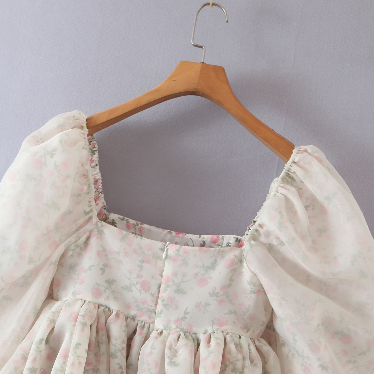 Summer Women Both-Sides Wear Floral Print Chiffon Organza Dress