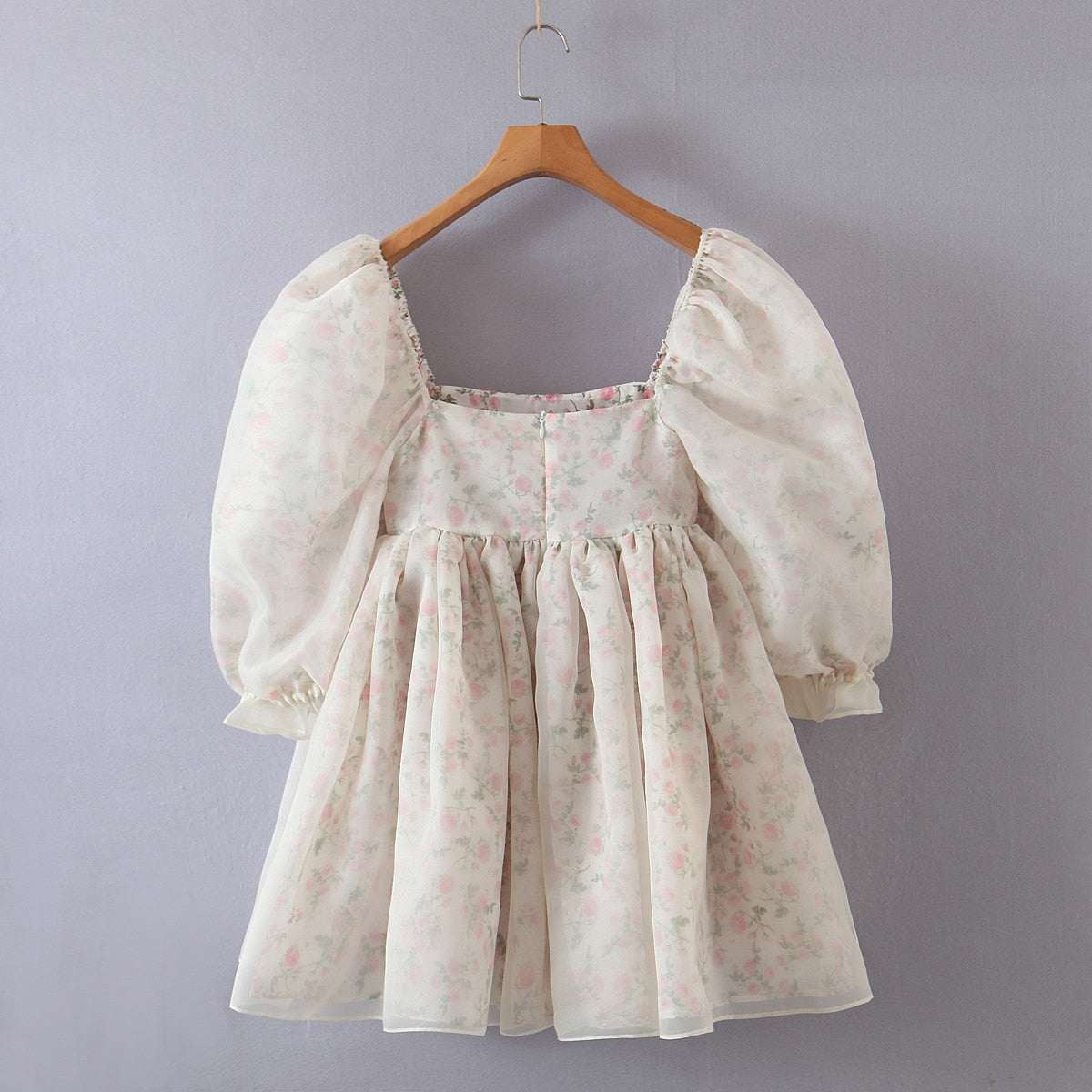 Summer Women Both-Sides Wear Floral Print Chiffon Organza Dress