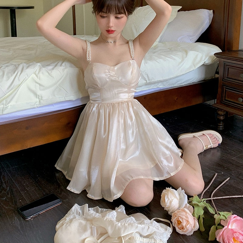 Korean High Waist Strapless Elegant Dress