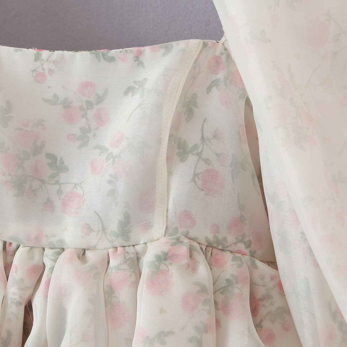 Summer Women Both-Sides Wear Floral Print Chiffon Organza Dress