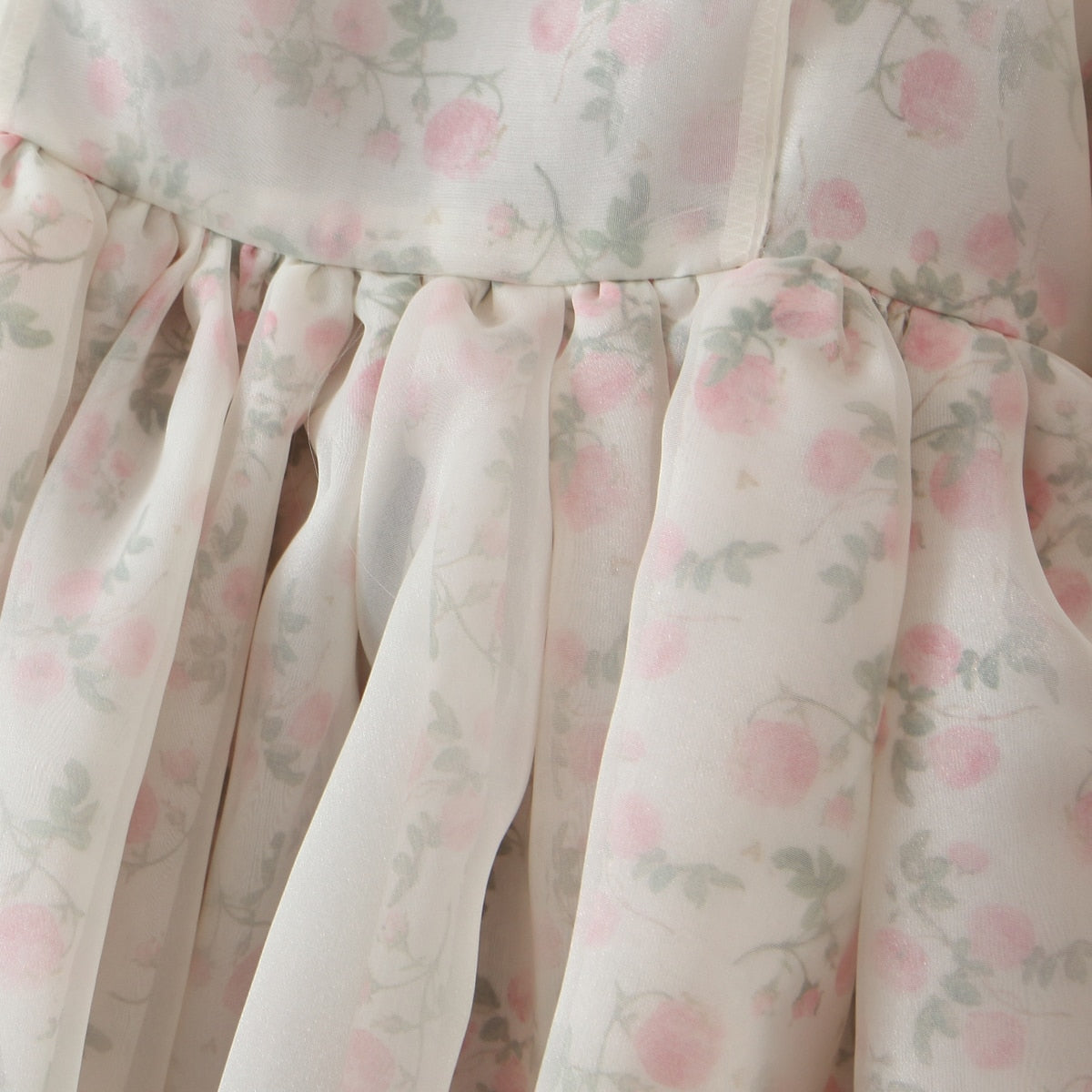Summer Women Both-Sides Wear Floral Print Chiffon Organza Dress