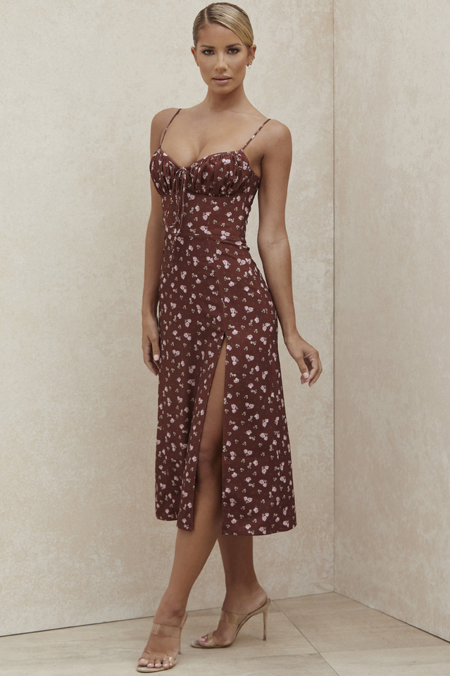 Floral Bustier Midi Dress