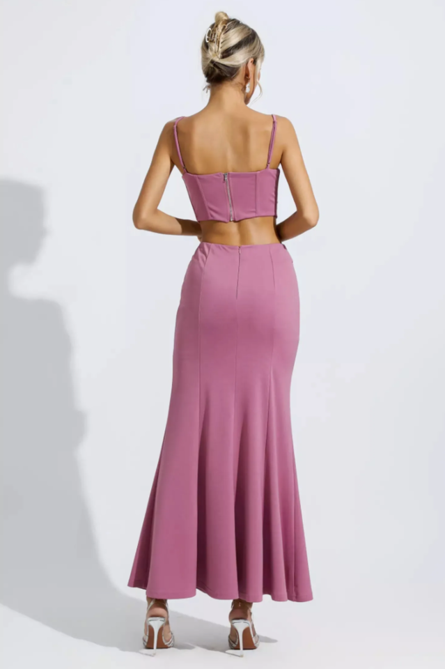 Delice Mauve Top + Flare Skirt Set