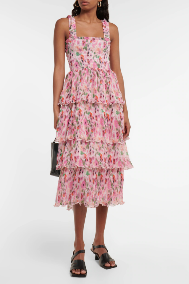 Floral Tiered Georgette Midi Dress