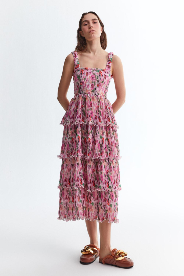 Floral Tiered Georgette Midi Dress