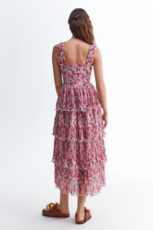 Floral Tiered Georgette Midi Dress