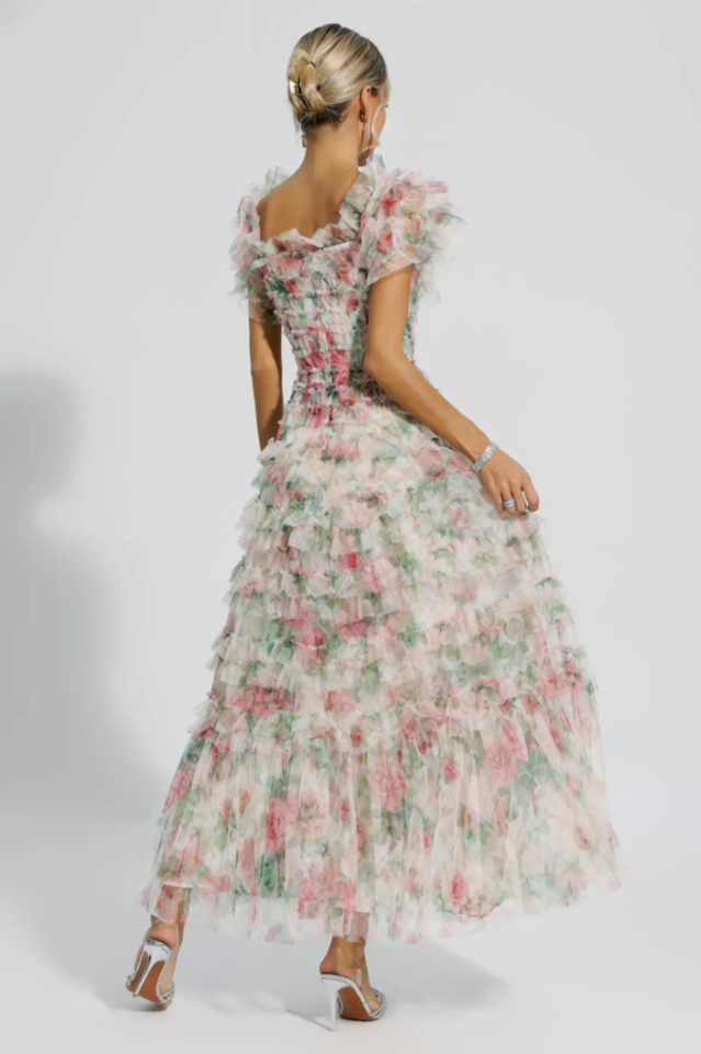 Nola Ruched Floral Maxi Dress