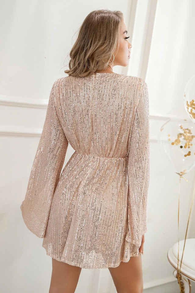 Plunging Neck Sequin Dress
