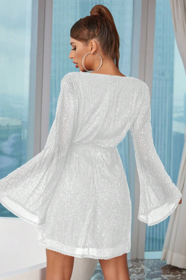 Plunging Neck Sequin Dress