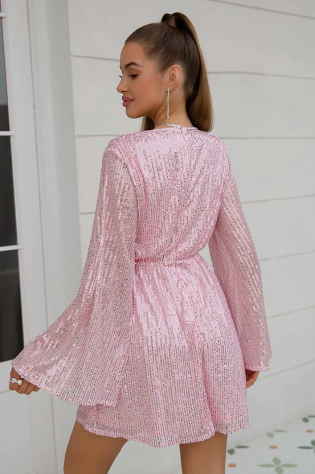Plunging Neck Sequin Dress