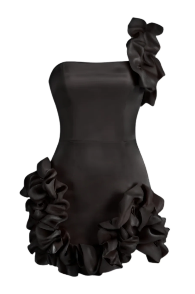 One Shoulder Ruffled Sheath Mini Dress