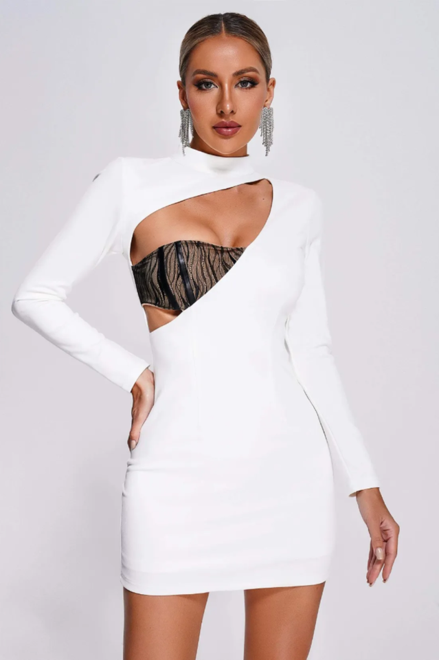 Rora Lace Cutout Mini Dress