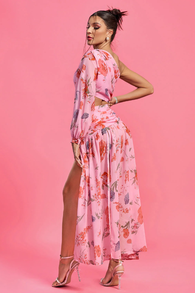 Emily Printed One Shoulder Dress