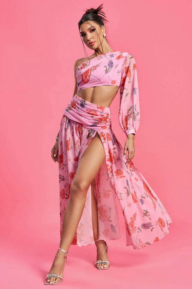 Emily Printed One Shoulder Dress
